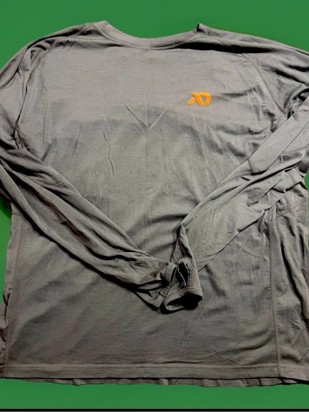 First Lite Men's Long-Sleeve Performance Shirt in Gray with Orange Logo